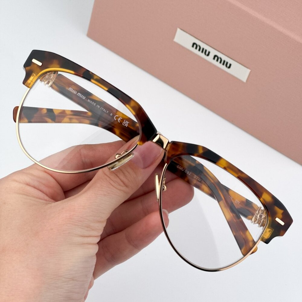Miu Miu MU09ZS 19P08N BRAND NEW Eyeglasses Cork Trotoise Clear Blue Light Filter